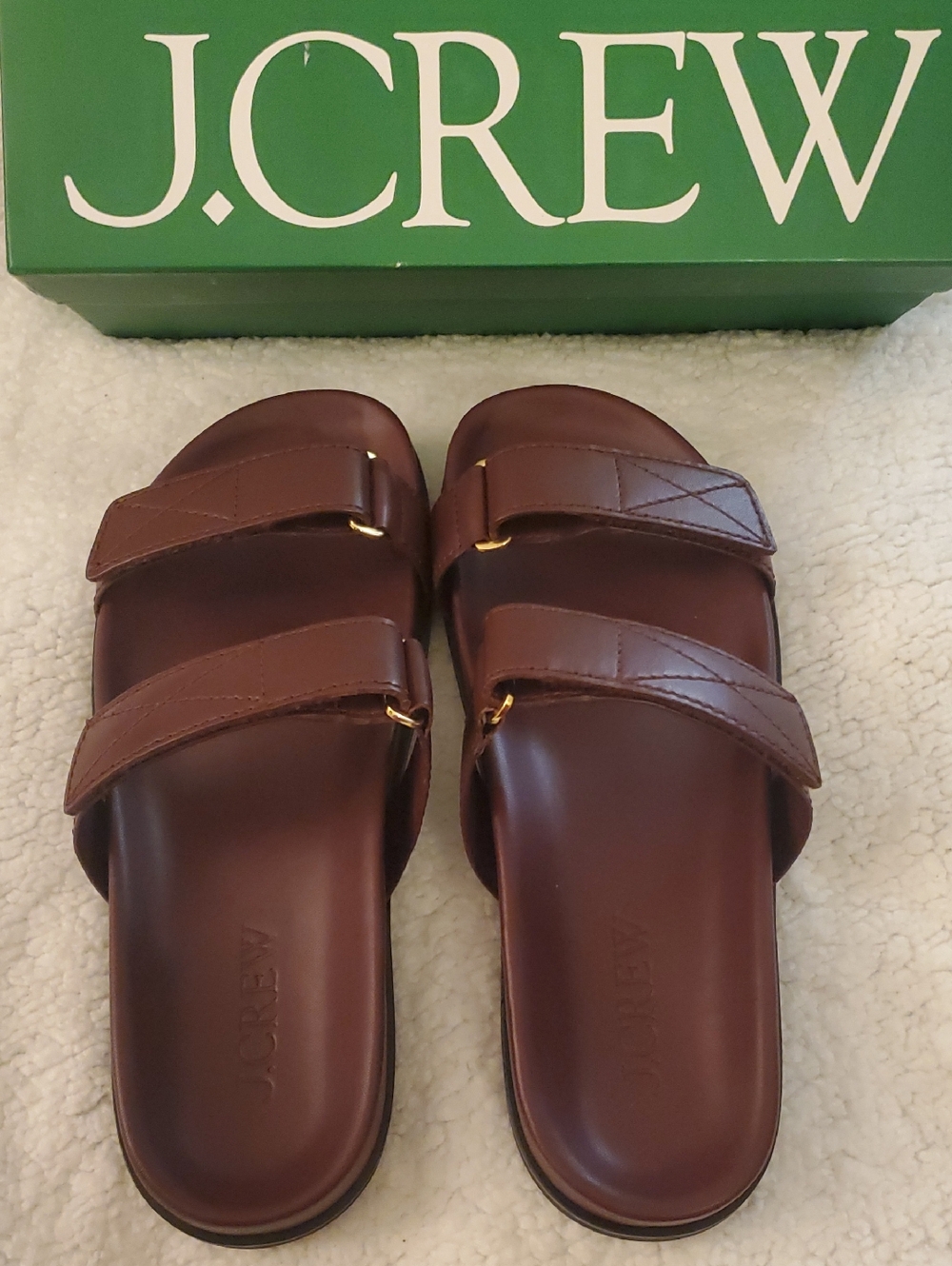 NWB J. CREW New Colbie Wide-Strap Sandals-SZ 9-Rich Malbec(Burgundy/Oxblood)